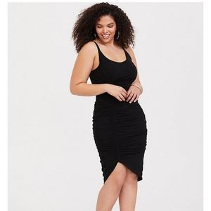 Torrid Black Studio Ruched Bodycon Midi Dress